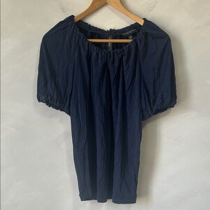 Banana Republic 100% silk navy blue peasant top size medium